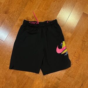 Nike Black Shorts with Pink and Yellow Details
